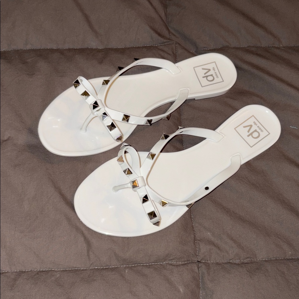 DV by Dolce Vita White Sandals with Stud Accents